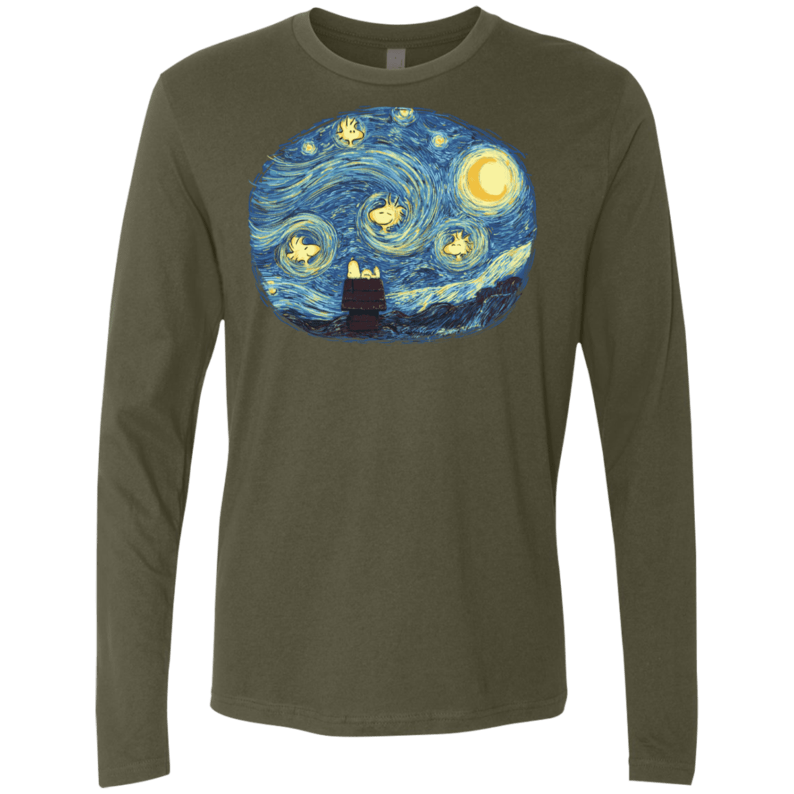 T-Shirts Military Green / S Woody Night Men's Premium Long Sleeve