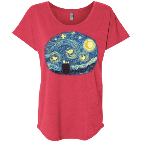 T-Shirts Vintage Red / X-Small Woody Night Triblend Dolman Sleeve