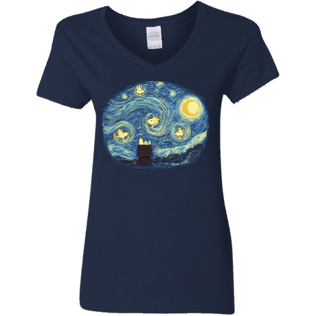 T-Shirts Navy / S Woody Night Women's V-Neck T-Shirt