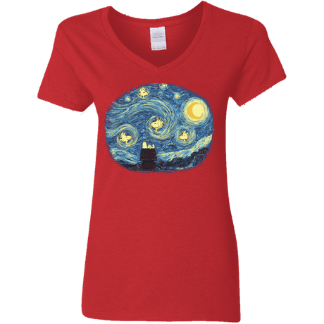 T-Shirts Red / S Woody Night Women's V-Neck T-Shirt