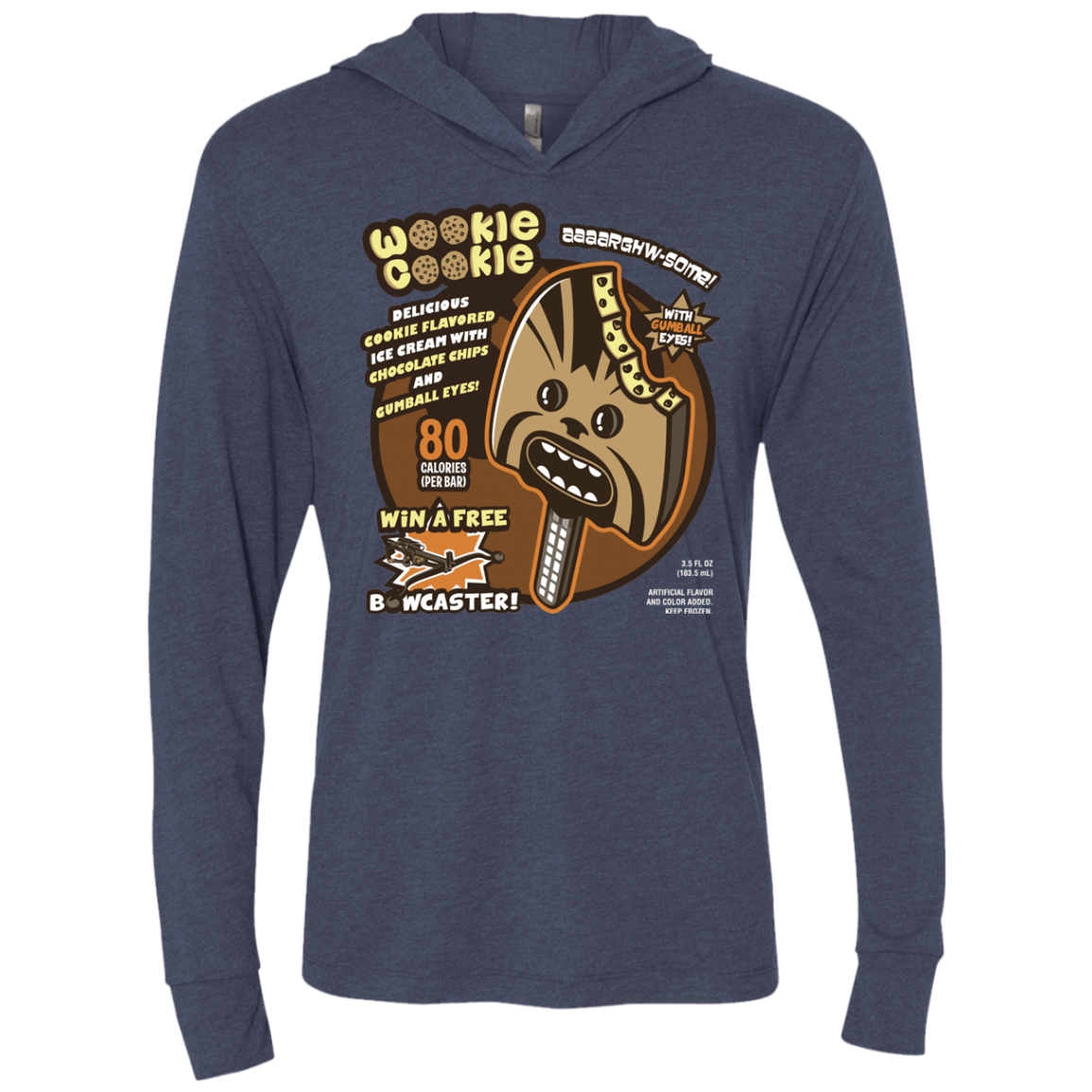 T-Shirts Vintage Navy / X-Small Wookie Cookie Triblend Long Sleeve Hoodie Tee