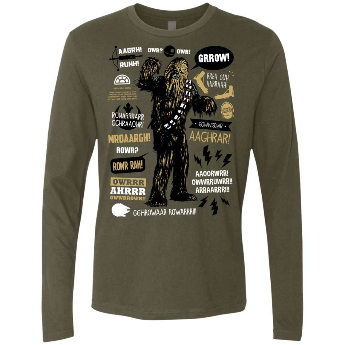 T-Shirts Military Green / Small Wookie Famous Quotes Men's Premium Long Sleeve