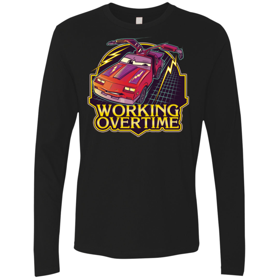 T-Shirts Black / Small Working Overtime Men's Premium Long Sleeve