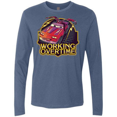 T-Shirts Indigo / Small Working Overtime Men's Premium Long Sleeve