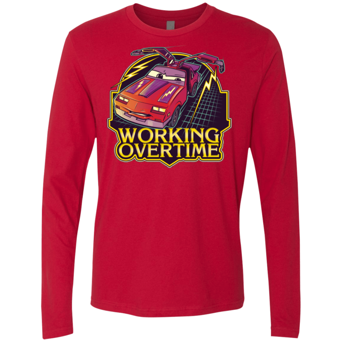 T-Shirts Red / Small Working Overtime Men's Premium Long Sleeve