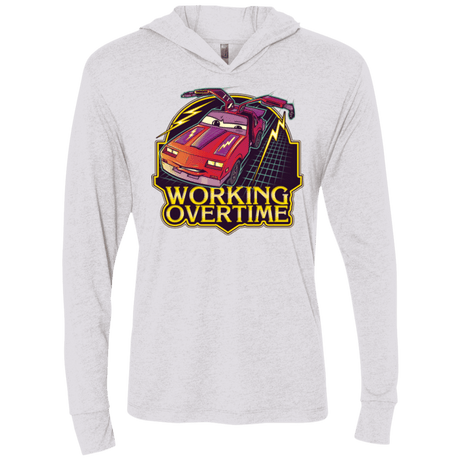 T-Shirts Heather White / X-Small Working Overtime Triblend Long Sleeve Hoodie Tee