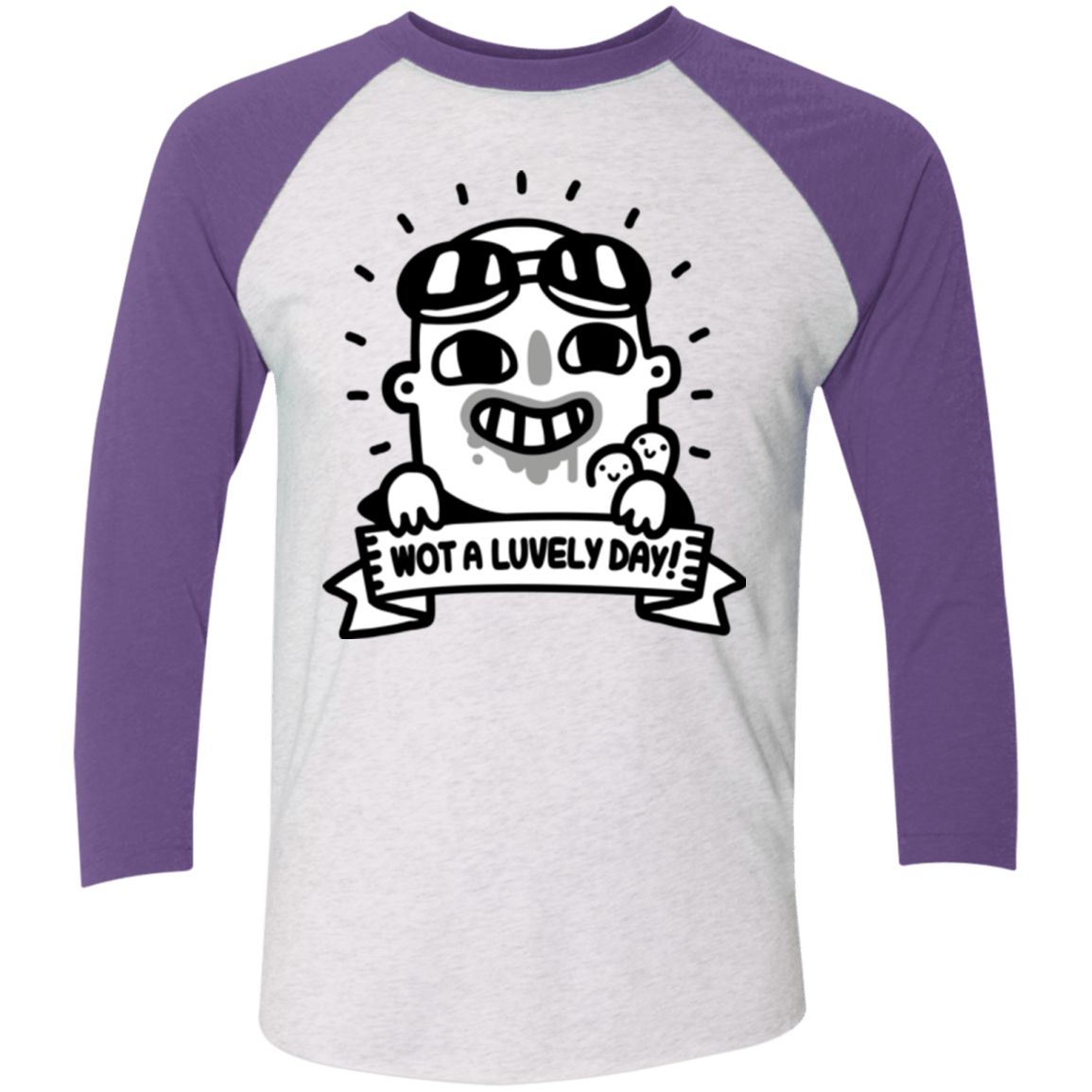 T-Shirts Heather White/Purple Rush / X-Small Wot A Luvely Day Men's Triblend 3/4 Sleeve