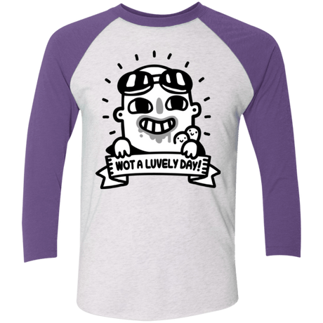 T-Shirts Heather White/Purple Rush / X-Small Wot A Luvely Day Men's Triblend 3/4 Sleeve