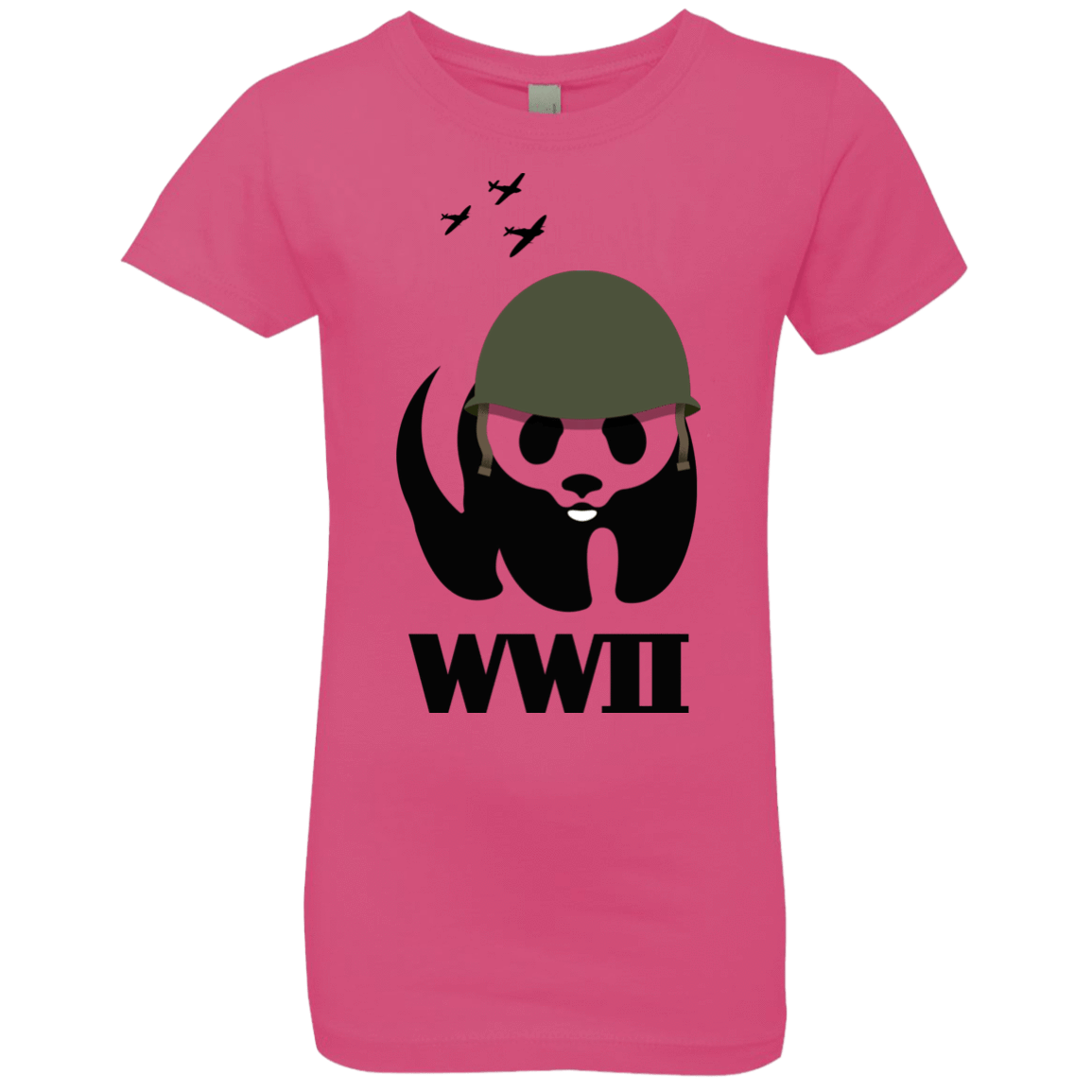 T-Shirts Hot Pink / YXS WWII Panda Girls Premium T-Shirt