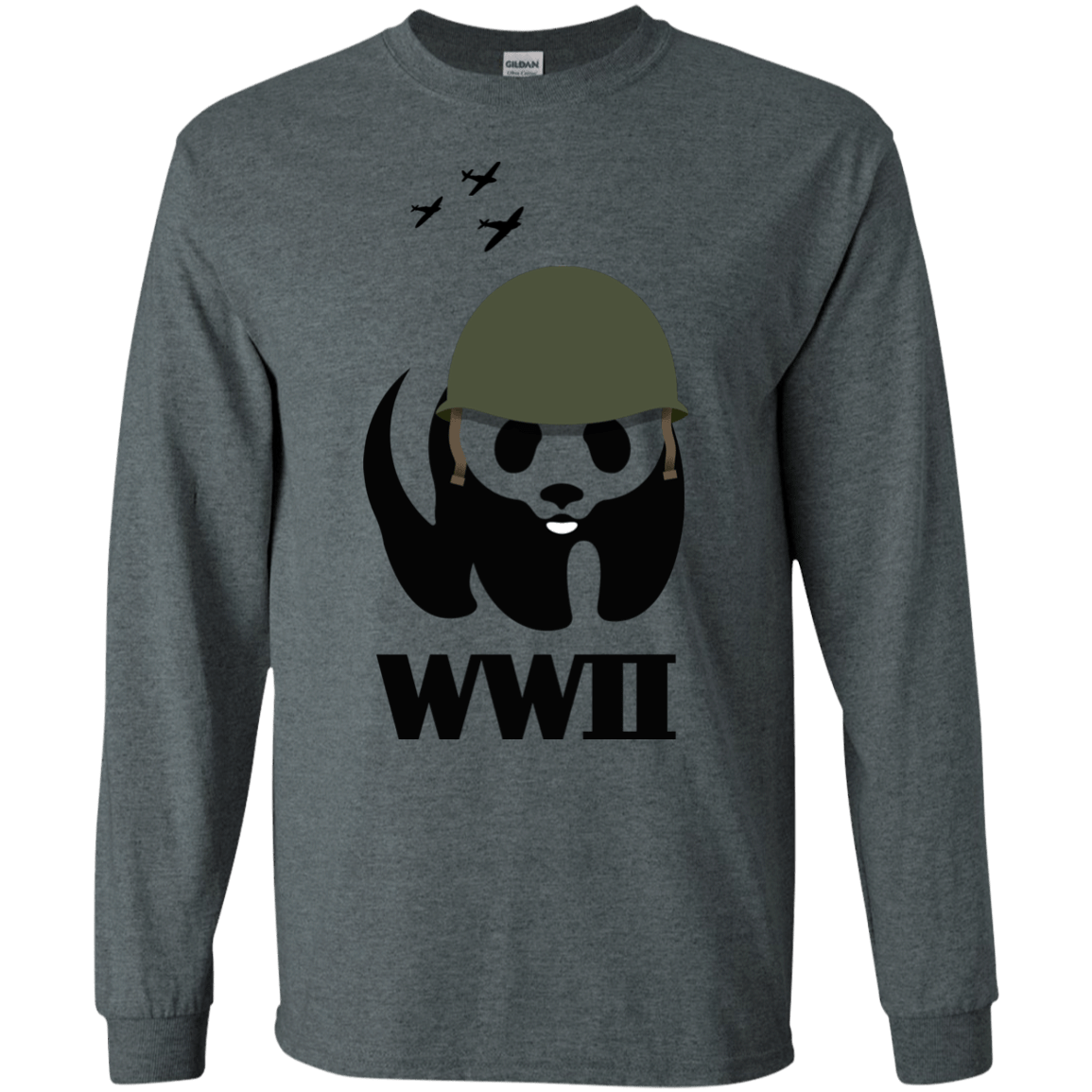 T-Shirts Dark Heather / S WWII Panda Men's Long Sleeve T-Shirt