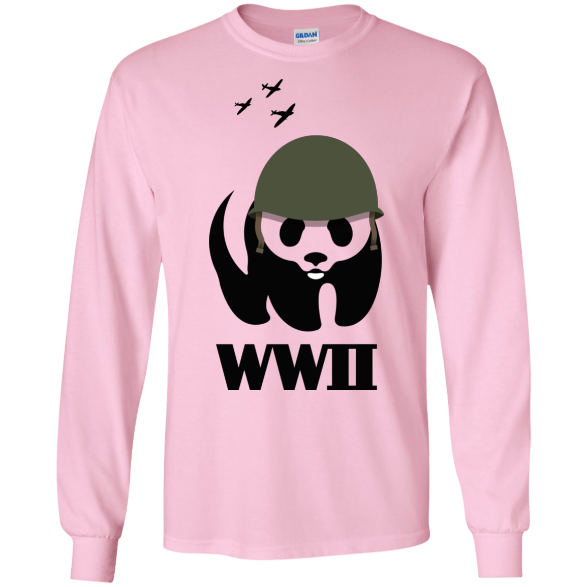 T-Shirts Light Pink / S WWII Panda Men's Long Sleeve T-Shirt