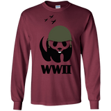 T-Shirts Maroon / S WWII Panda Men's Long Sleeve T-Shirt