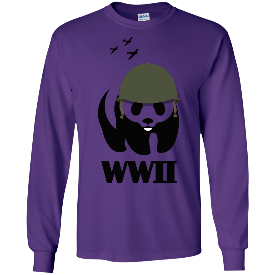 T-Shirts Purple / S WWII Panda Men's Long Sleeve T-Shirt