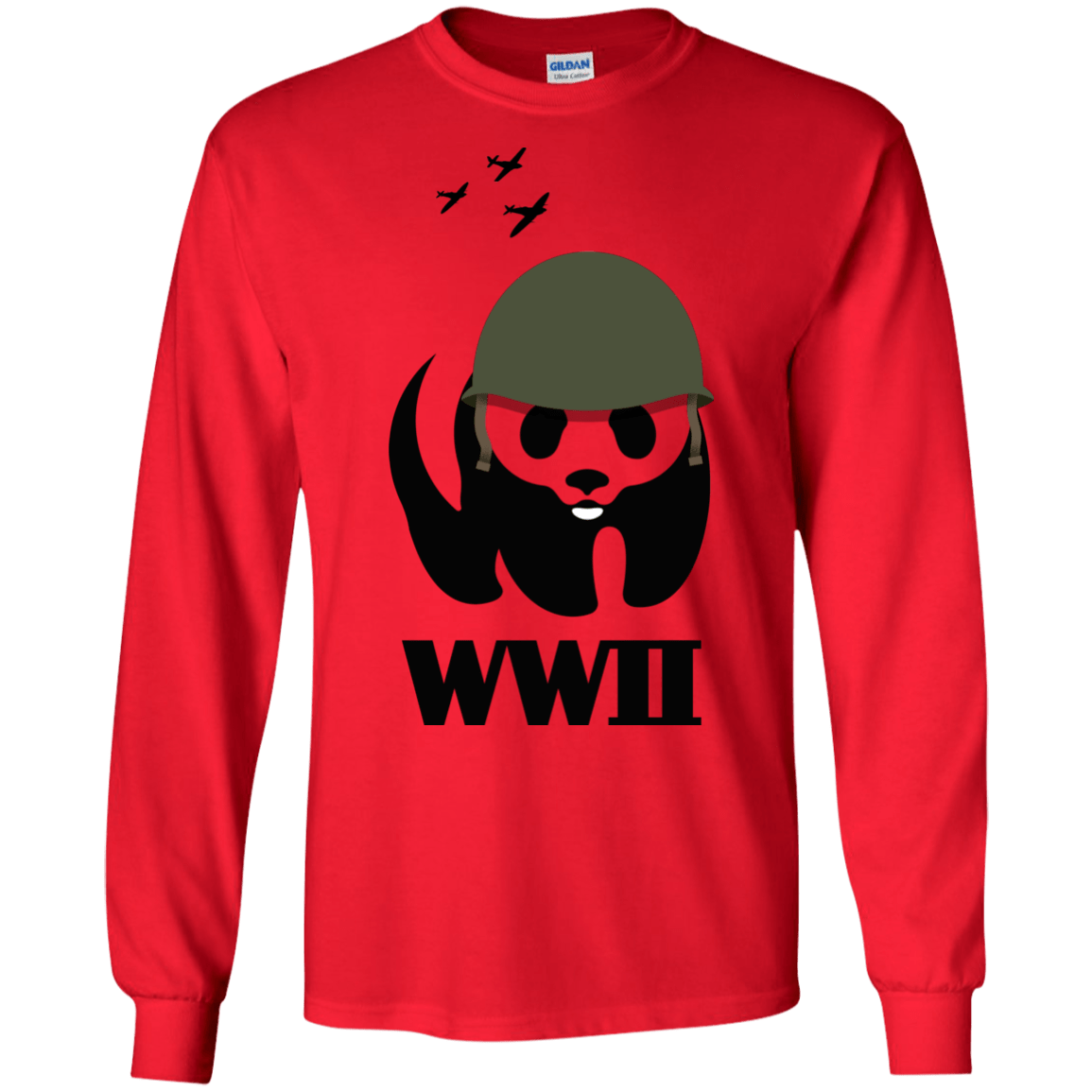 T-Shirts Red / S WWII Panda Men's Long Sleeve T-Shirt