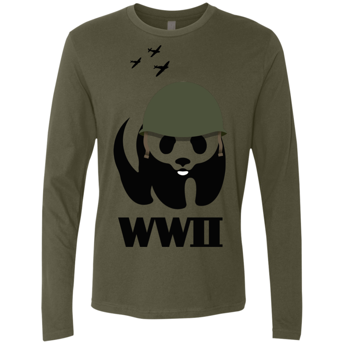 T-Shirts Military Green / S WWII Panda Men's Premium Long Sleeve