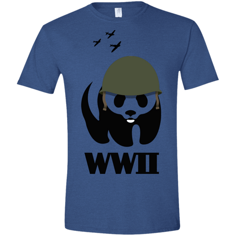 T-Shirts Heather Royal / X-Small WWII Panda Men's Semi-Fitted Softstyle