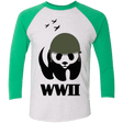 T-Shirts Heather White/Envy / X-Small WWII Panda Men's Triblend 3/4 Sleeve