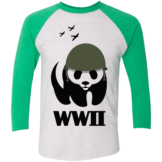 T-Shirts Heather White/Envy / X-Small WWII Panda Men's Triblend 3/4 Sleeve