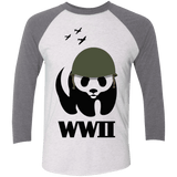 T-Shirts Heather White/Premium Heather / X-Small WWII Panda Men's Triblend 3/4 Sleeve