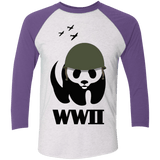 T-Shirts Heather White/Purple Rush / X-Small WWII Panda Men's Triblend 3/4 Sleeve