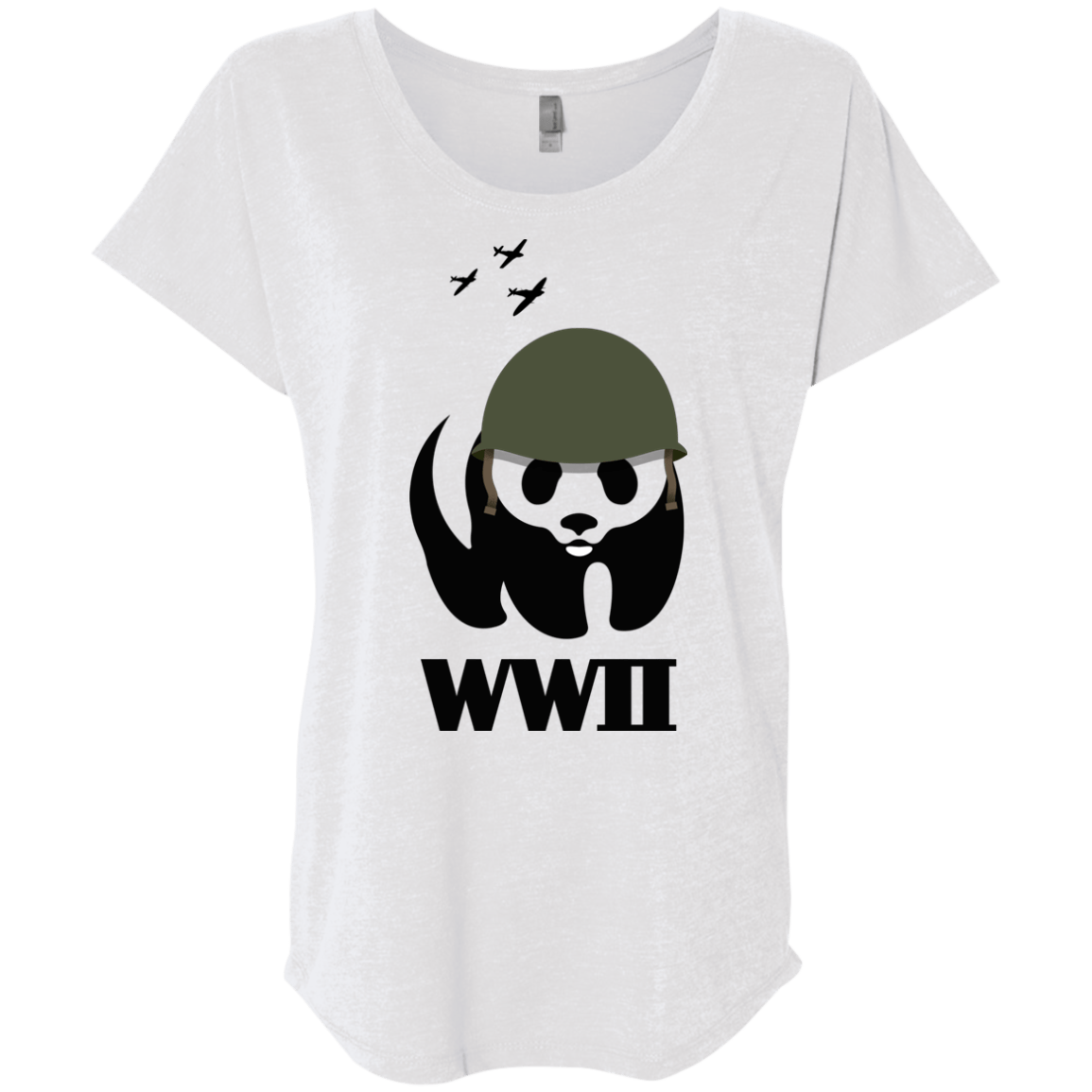 T-Shirts Heather White / X-Small WWII Panda Triblend Dolman Sleeve