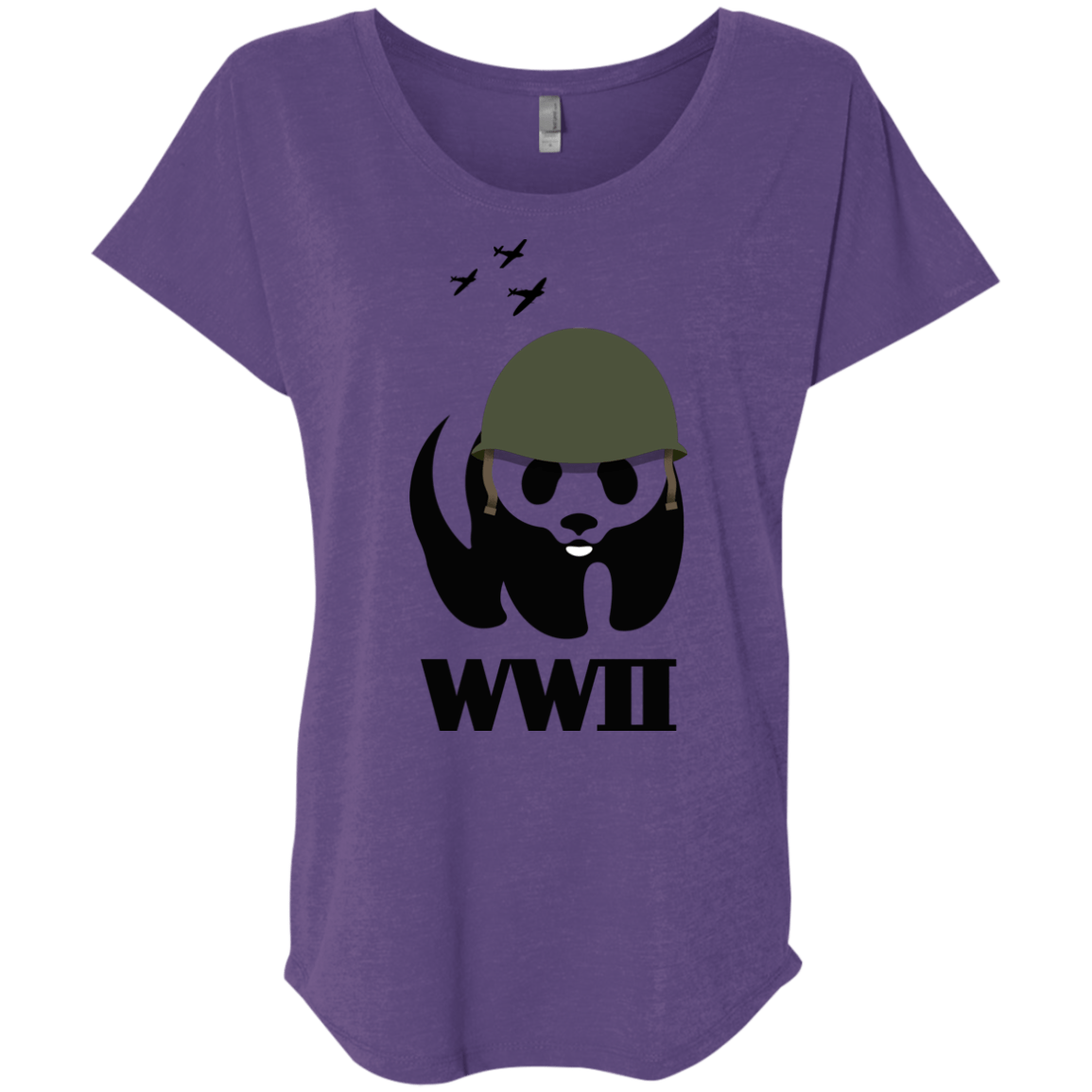 T-Shirts Purple Rush / X-Small WWII Panda Triblend Dolman Sleeve