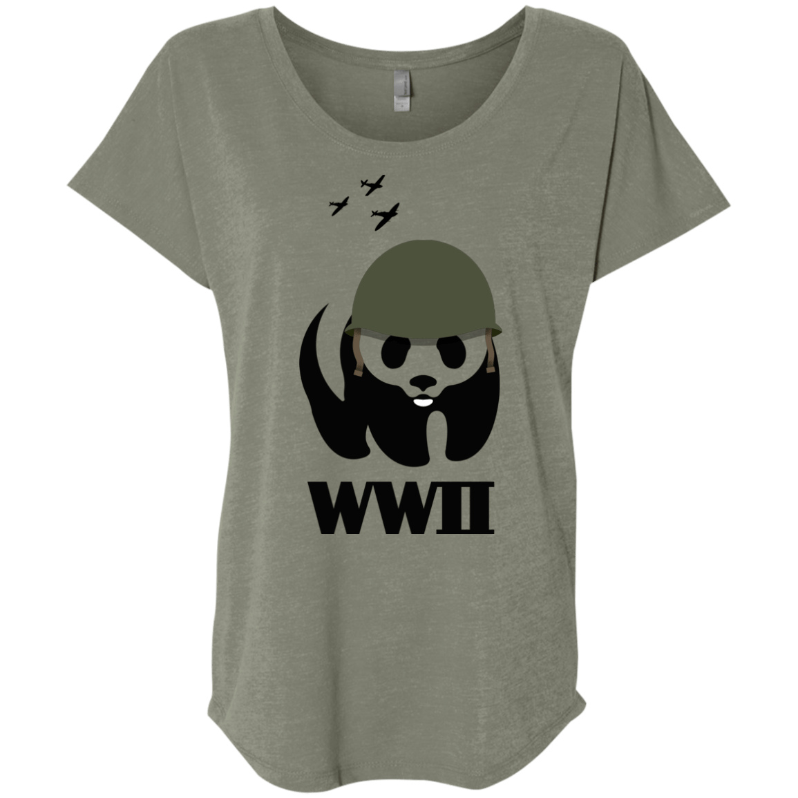 T-Shirts Venetian Grey / X-Small WWII Panda Triblend Dolman Sleeve