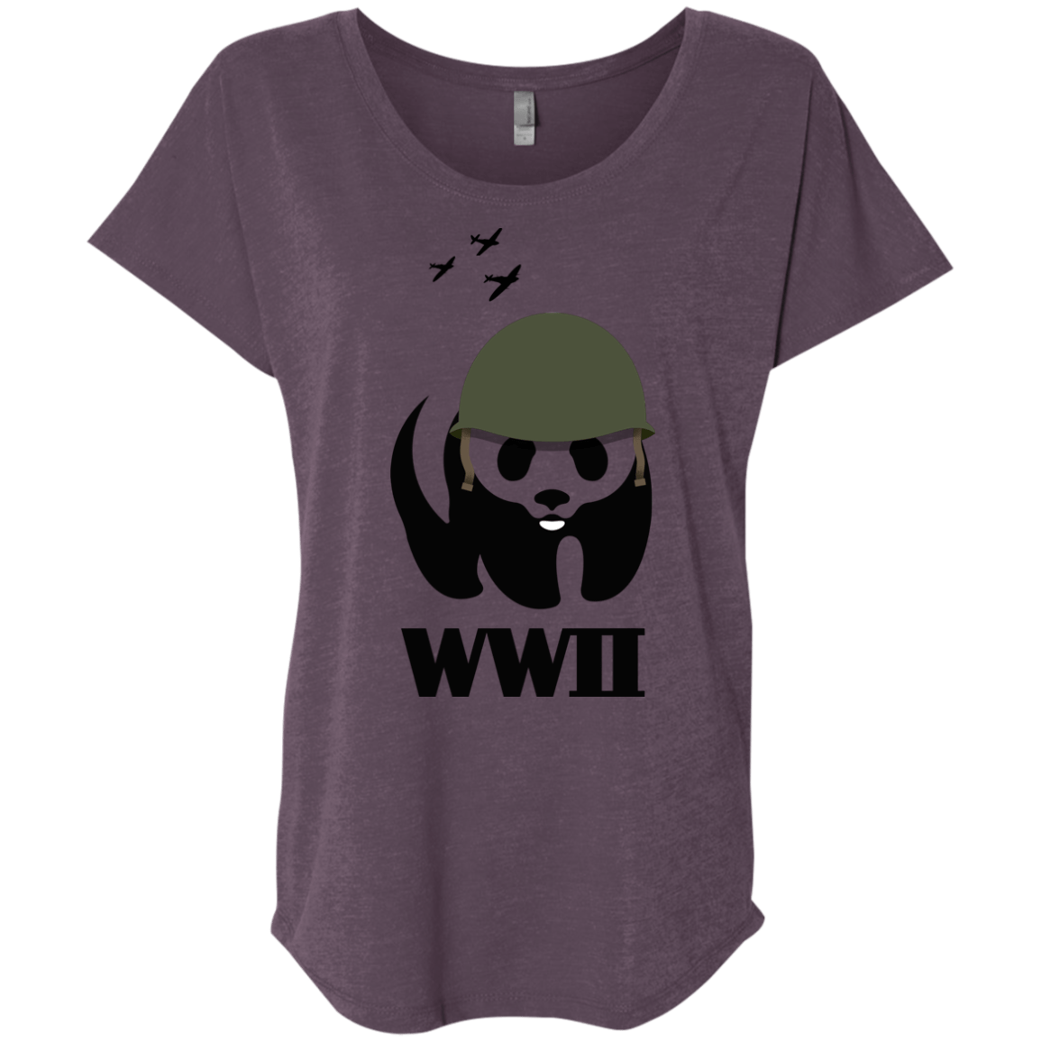 T-Shirts Vintage Purple / X-Small WWII Panda Triblend Dolman Sleeve