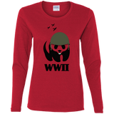 T-Shirts Red / S WWII Panda Women's Long Sleeve T-Shirt