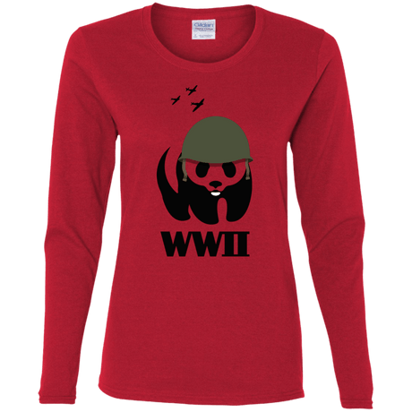 T-Shirts Red / S WWII Panda Women's Long Sleeve T-Shirt