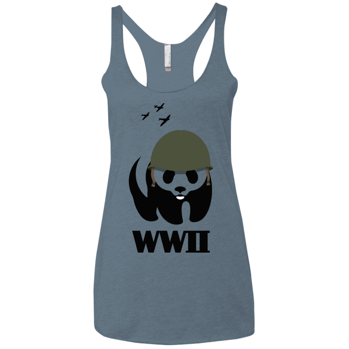 T-Shirts Indigo / X-Small WWII Panda Women's Triblend Racerback Tank
