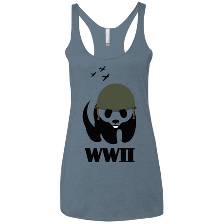 T-Shirts Indigo / X-Small WWII Panda Women's Triblend Racerback Tank