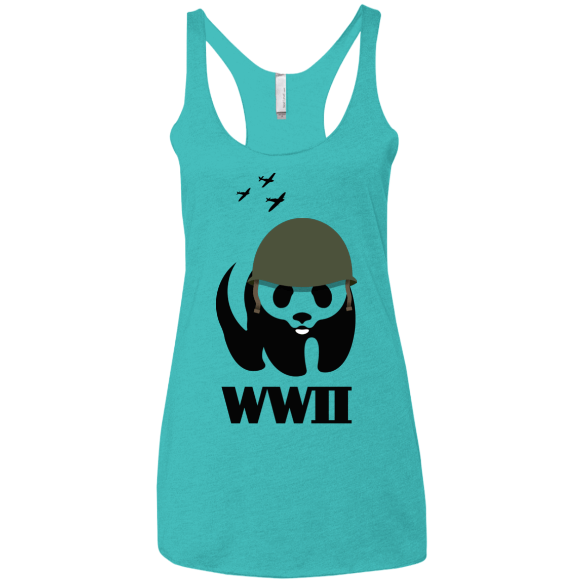 T-Shirts Tahiti Blue / X-Small WWII Panda Women's Triblend Racerback Tank