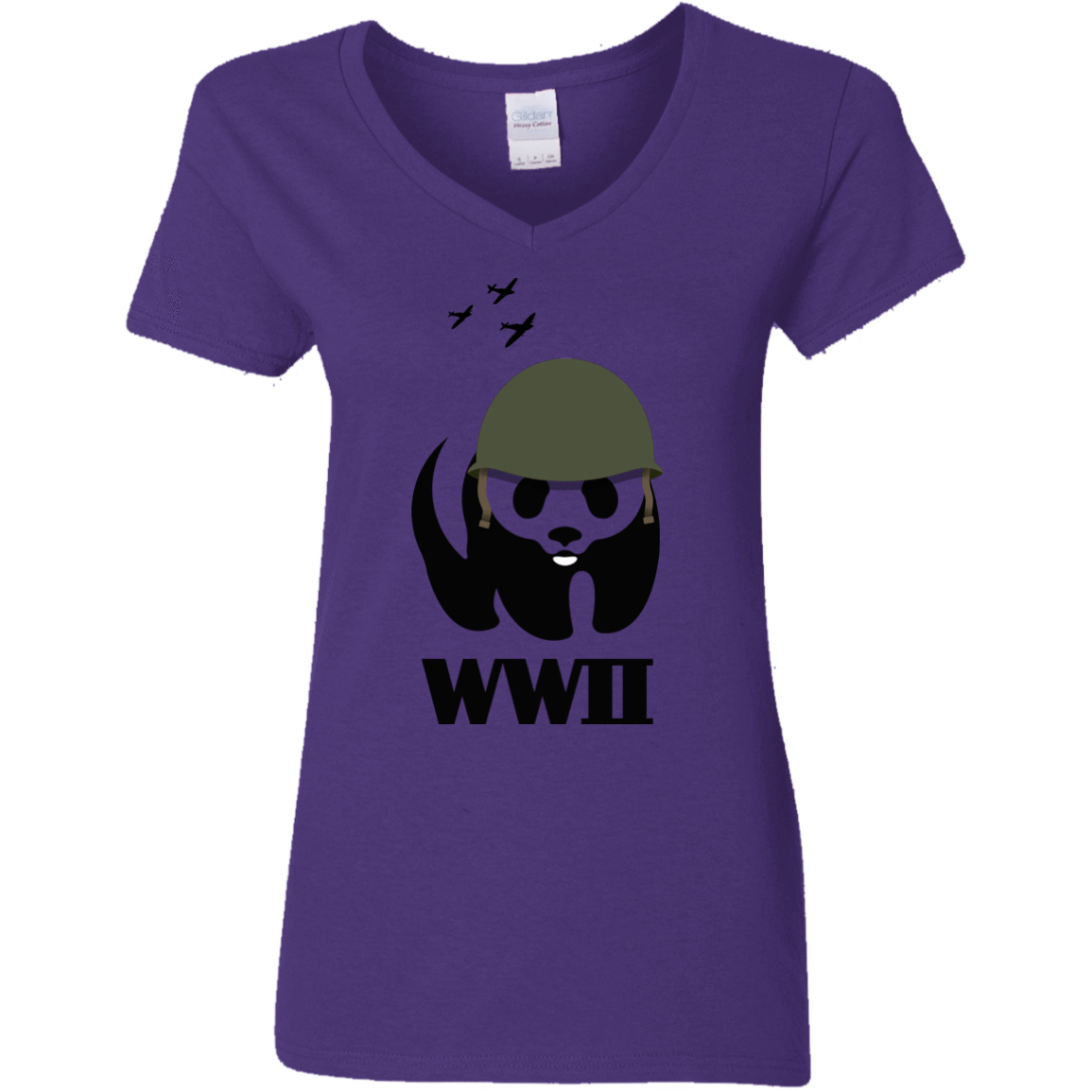 T-Shirts Purple / S WWII Panda Women's V-Neck T-Shirt