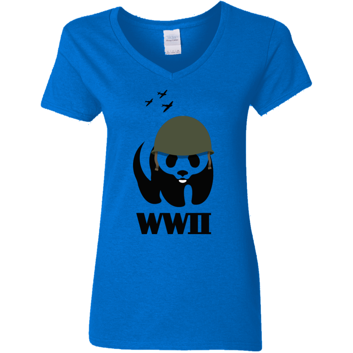 T-Shirts Royal / S WWII Panda Women's V-Neck T-Shirt