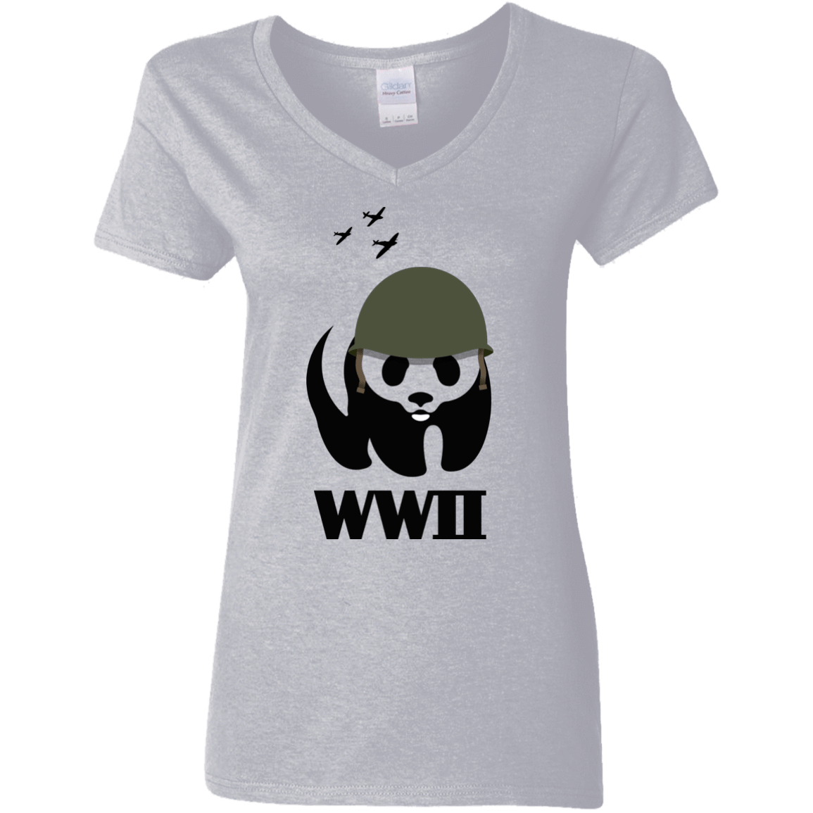 T-Shirts Sport Grey / S WWII Panda Women's V-Neck T-Shirt