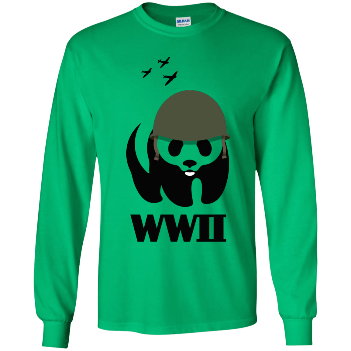T-Shirts Irish Green / YS WWII Panda Youth Long Sleeve T-Shirt
