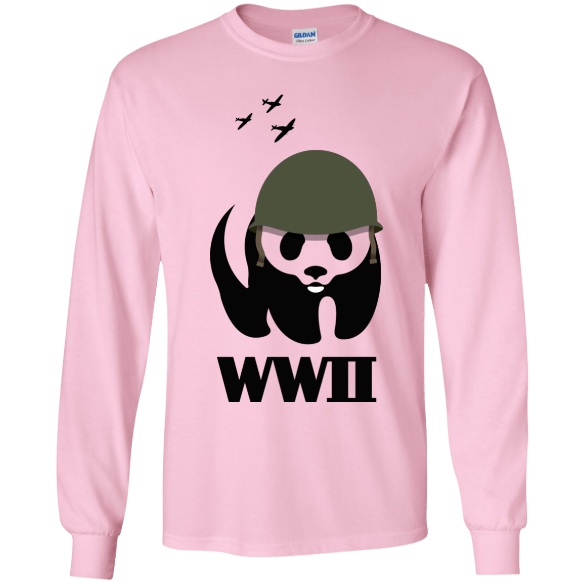 T-Shirts Light Pink / YS WWII Panda Youth Long Sleeve T-Shirt