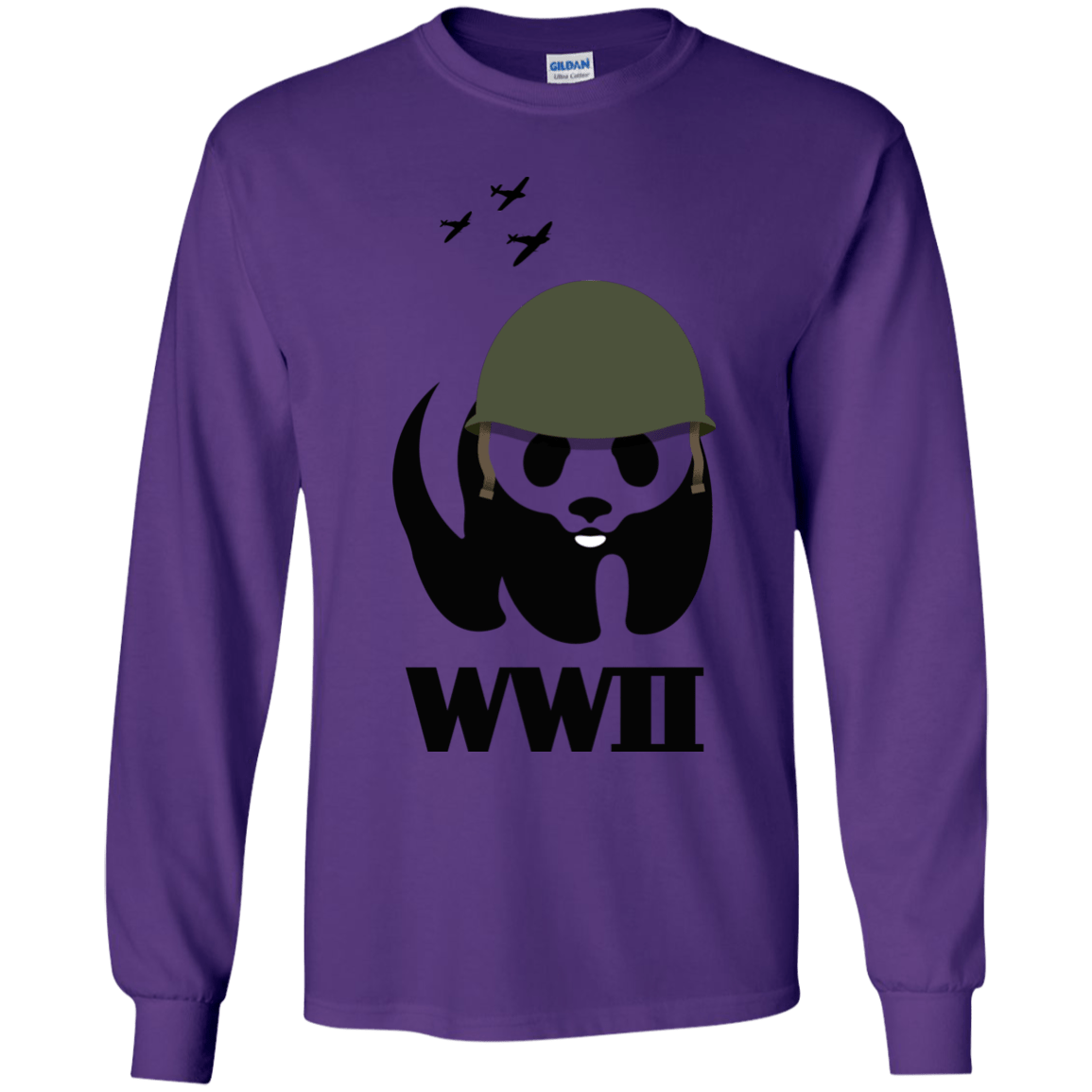 T-Shirts Purple / YS WWII Panda Youth Long Sleeve T-Shirt