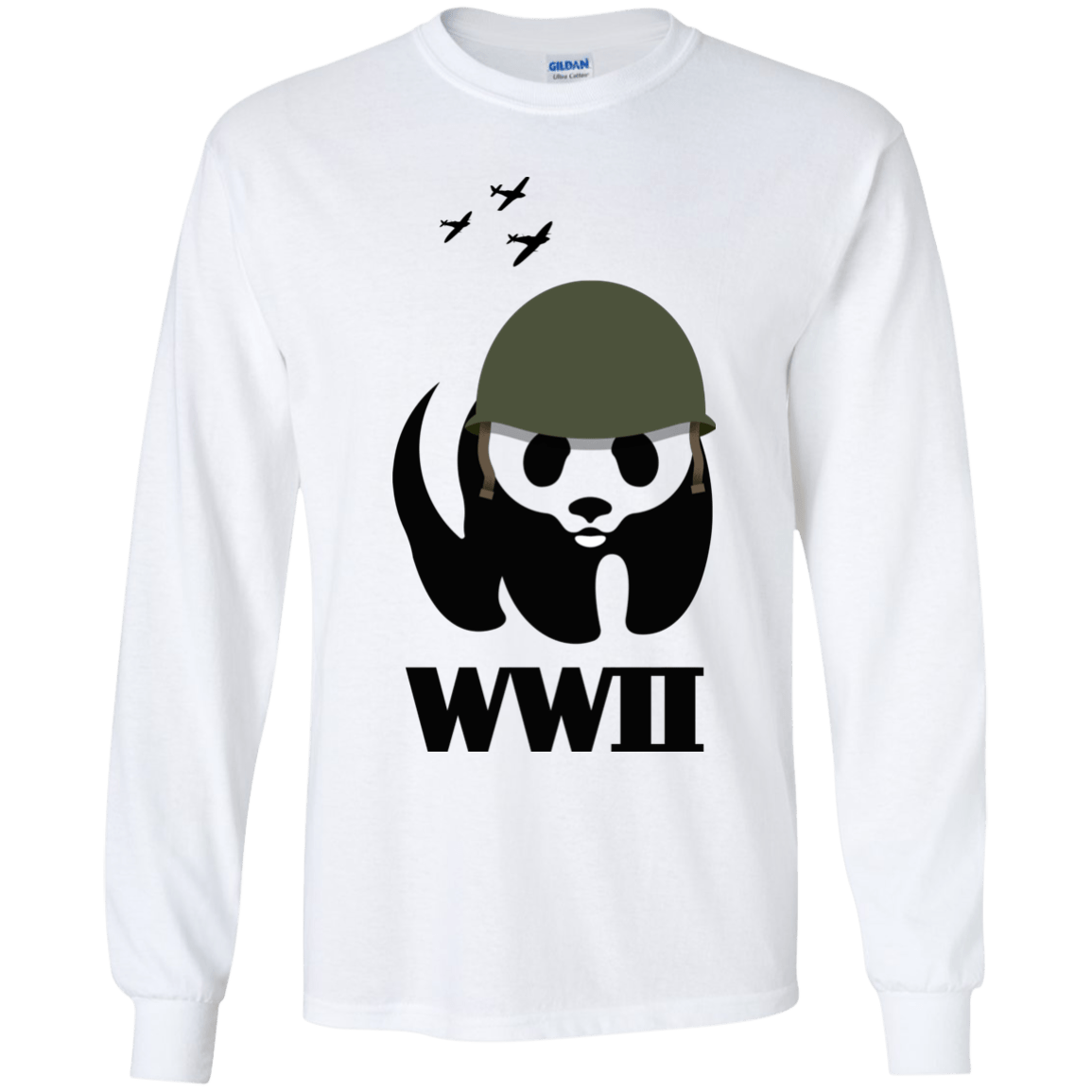 T-Shirts White / YS WWII Panda Youth Long Sleeve T-Shirt