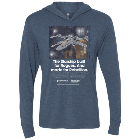 T-Shirts Indigo / X-Small X-Fighter Triblend Long Sleeve Hoodie Tee