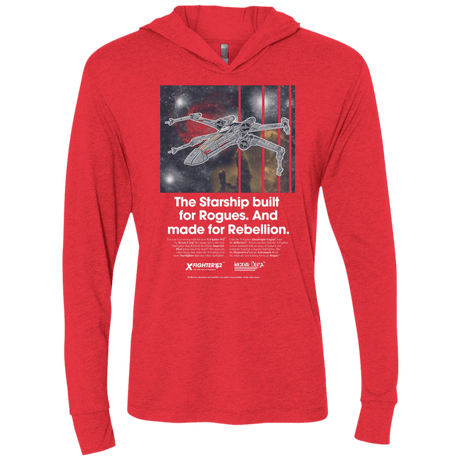 T-Shirts Vintage Red / X-Small X-Fighter Triblend Long Sleeve Hoodie Tee