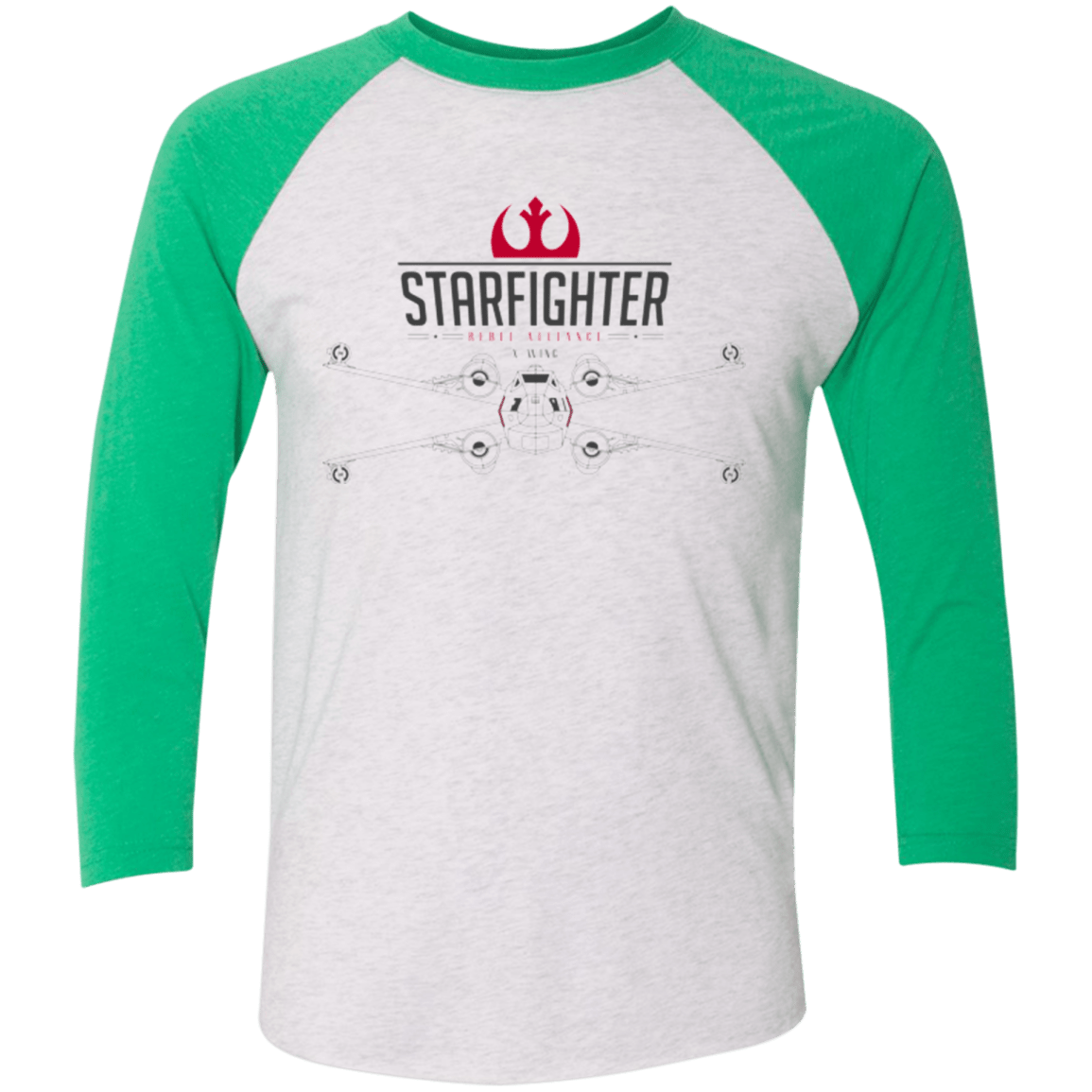 T-Shirts Heather White/Envy / X-Small X Wing Men's Triblend 3/4 Sleeve