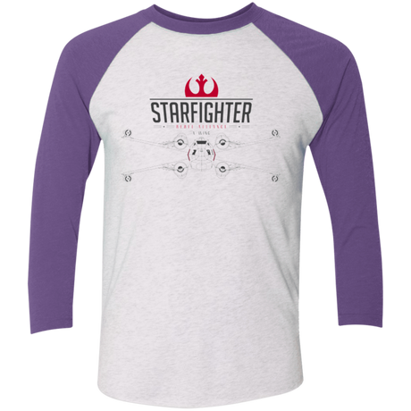 T-Shirts Heather White/Purple Rush / X-Small X Wing Men's Triblend 3/4 Sleeve