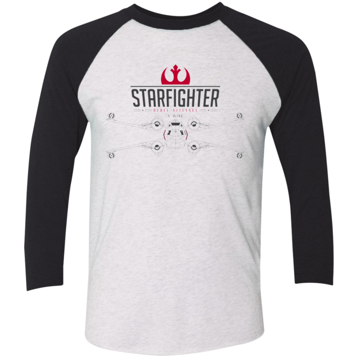 T-Shirts Heather White/Vintage Black / X-Small X Wing Men's Triblend 3/4 Sleeve