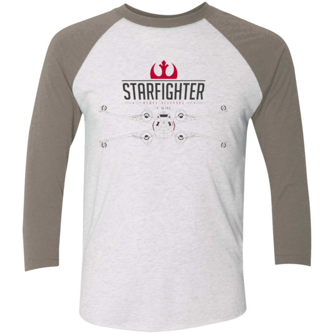 T-Shirts Heather White/Vintage Grey / X-Small X Wing Men's Triblend 3/4 Sleeve
