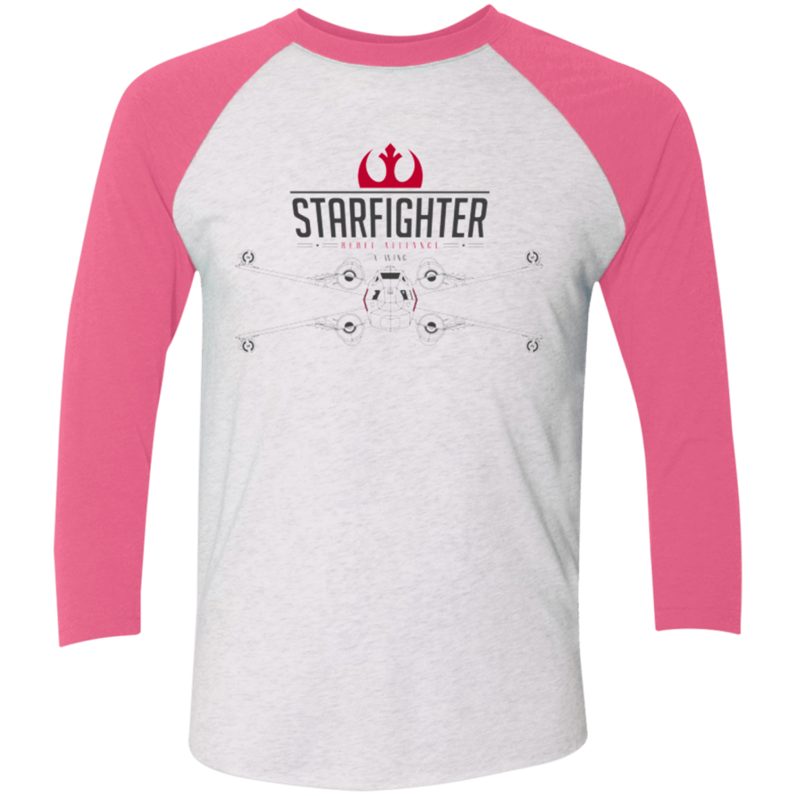 T-Shirts Heather White/Vintage Pink / X-Small X Wing Men's Triblend 3/4 Sleeve