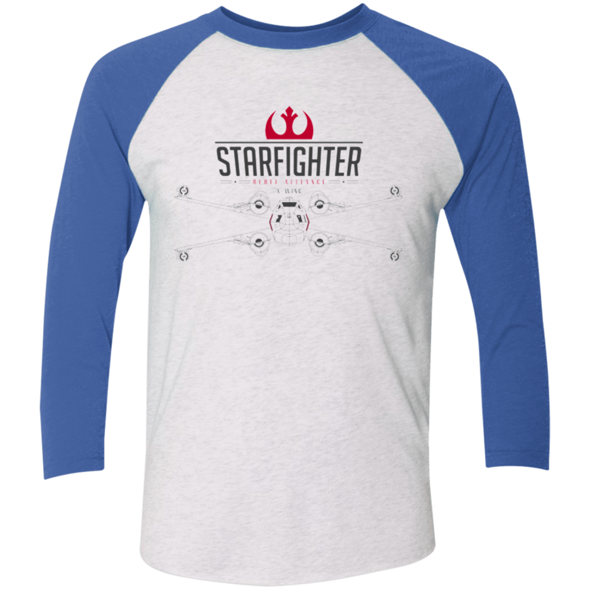 T-Shirts Heather White/Vintage Royal / X-Small X Wing Men's Triblend 3/4 Sleeve