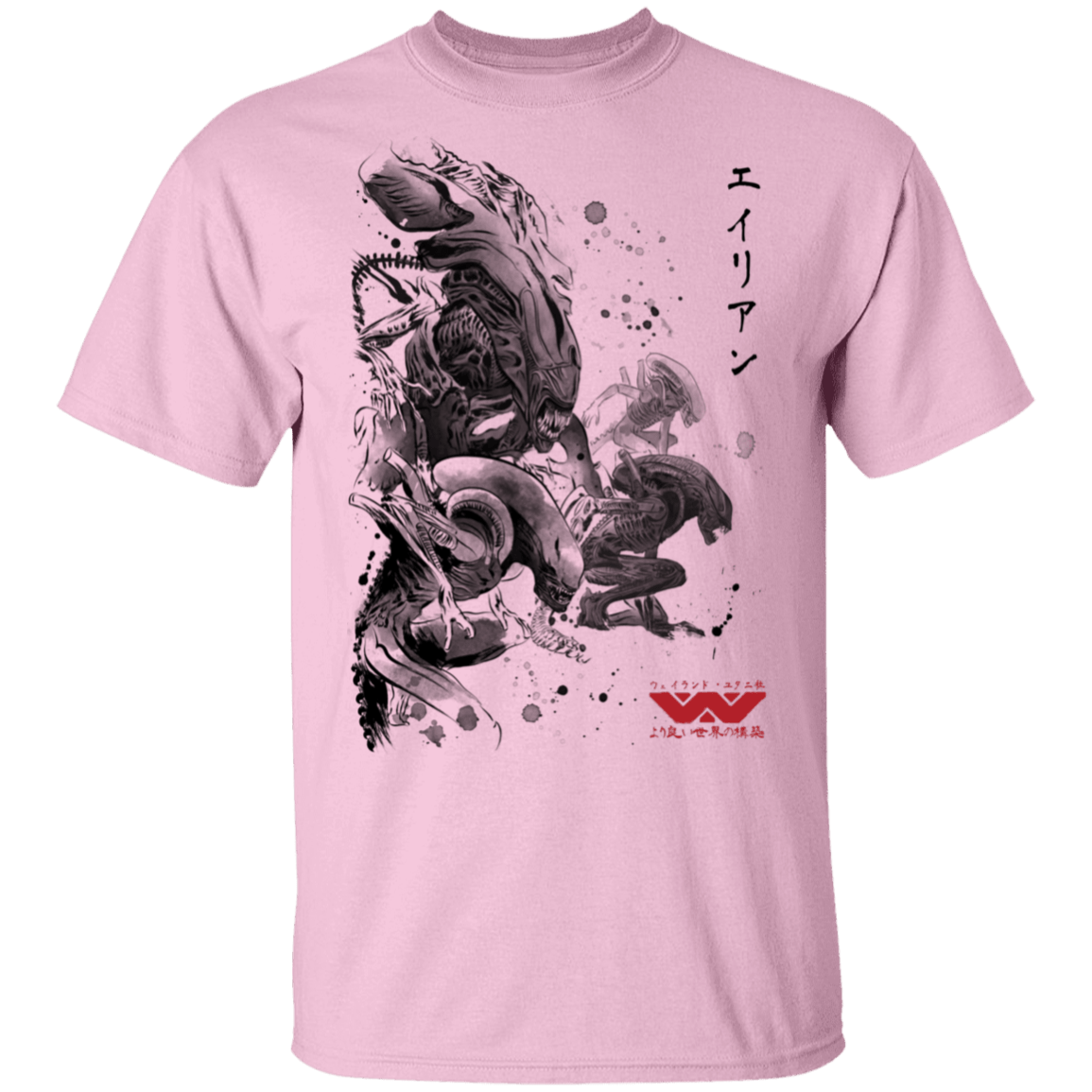 T-Shirts Light Pink / S Xenomorphs Invasion sumi-e T-Shirt