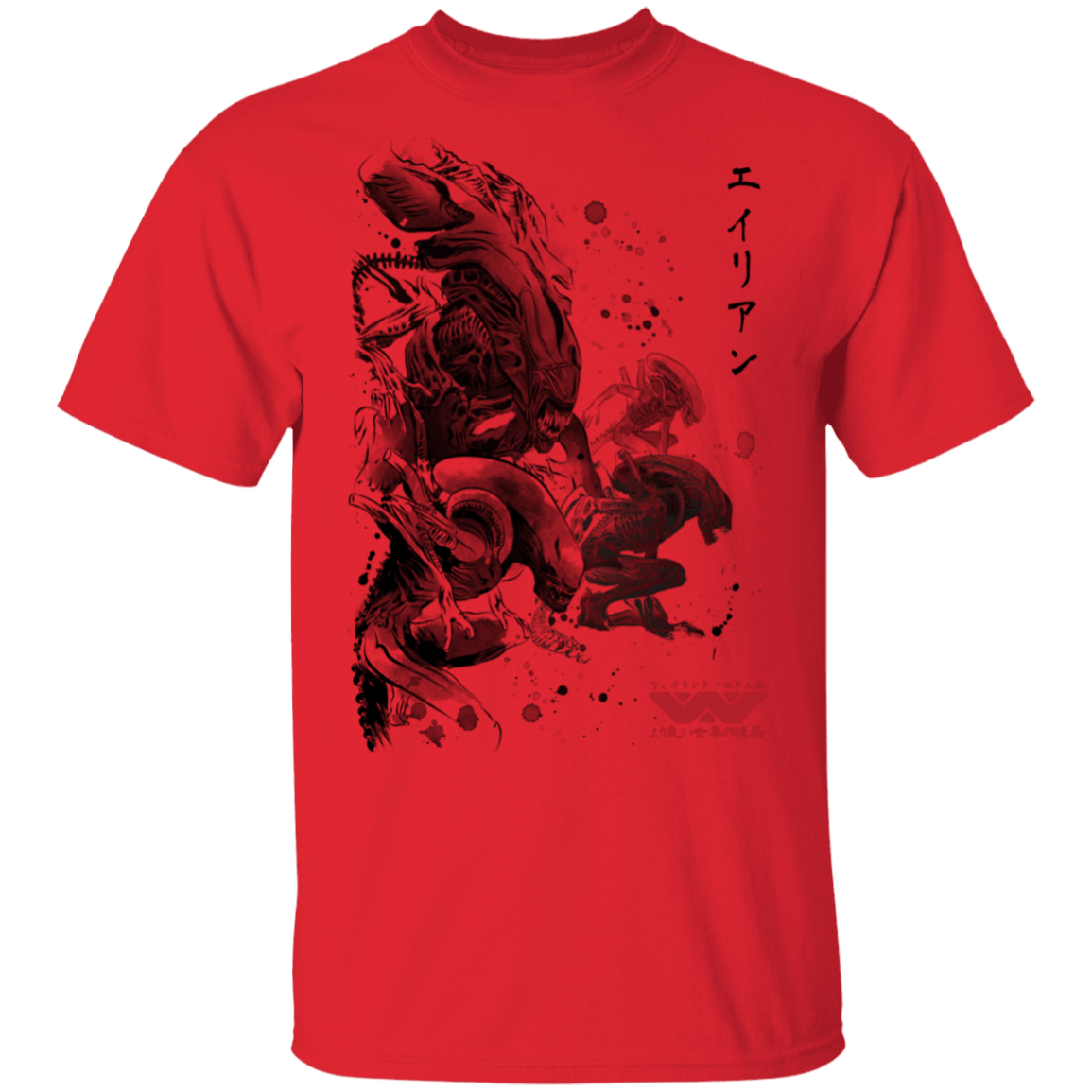 T-Shirts Red / S Xenomorphs Invasion sumi-e T-Shirt
